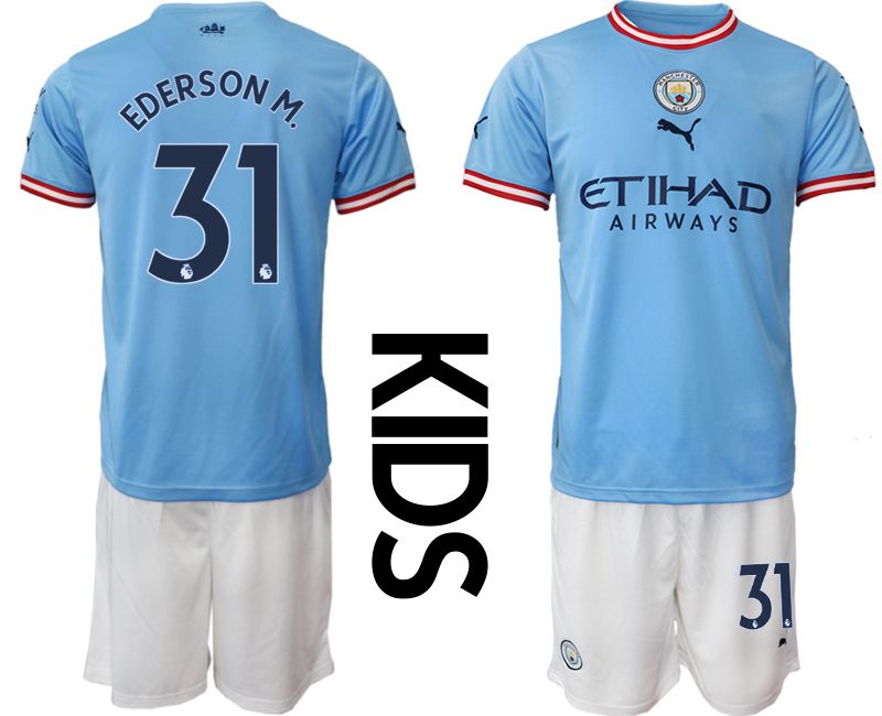 Youth 2022-2023 Club Manchester City home blue #31 Soccer Jersey